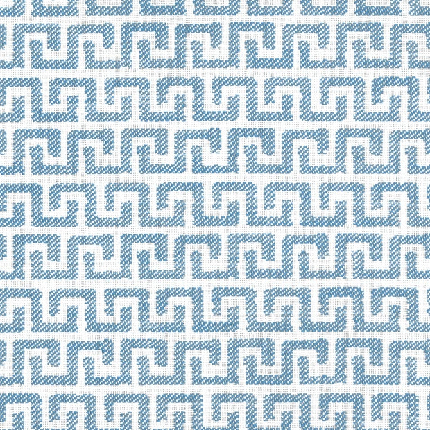 Thibaut Geometric Greek Key Outdoor Uphol Fabric- Merritt Cornflower 3 yd W74248