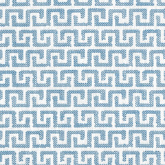 Thibaut Geometric Greek Key Outdoor Uphol Fabric- Merritt Cornflower 3 yd W74248
