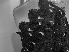 5 Yard BLACK Cutout Embroidery Rhinestones Organza Lace Fabric 50” Width