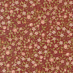 MODA – Morris Muse by Barbara Brackman – Clover Small Floral – Russet ,1/4 yard