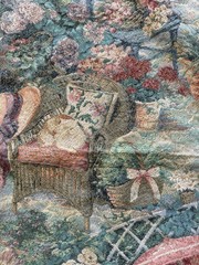 Vintage Romantic Scene French Country Tapestry Woven 26”x 38” Upholstery 2 Piece