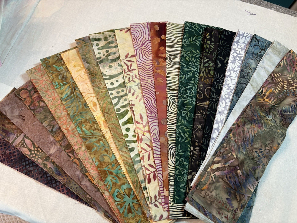 Batik Fabric Strips 20 pieces 2.5″x 42″ partial jelly roll earth tones