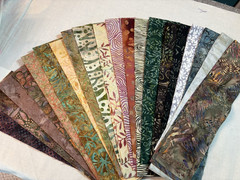 Batik Fabric Strips 20 pieces 2.5″x 42″ partial jelly roll earth tones