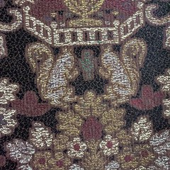 Vtg Unicorn Brocade Tapestry Fabric Animals Floral Maroons Gold 4.25 Yards 54” W