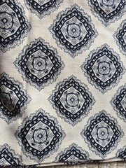 3 Yds 36 Inches Wide Woven Fabric Beige With Blue Boho Vibe