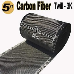 5 FT x 12 Carbon Fiber Fabric, 3K 2×2 Twill Weave, 220g/m, High Strength