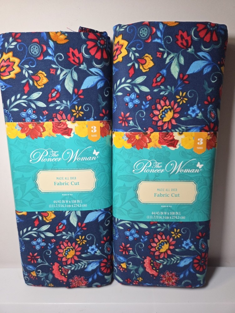 2 Of Pioneer Woman Fabric Mazel All Over 3 Yards 100% Cotton44/45″W 108″ L Each