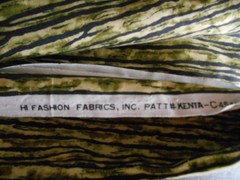 Vintage HI Fashion Cotton Fabric “KENTA” Moss Green, black, White 48″ x 44″