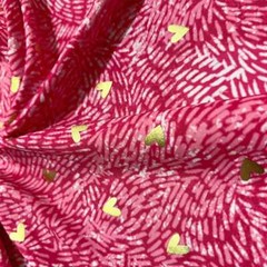 Spandex Fabric Golden Hearts background Pink Stretch 60″ W by Yard for Swimwear