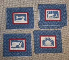 VINTAGE “COUNTRY SUNSHINE FOLK SAYINGS” BLUE & RED CALICO 16 Quilt Squares NOS
