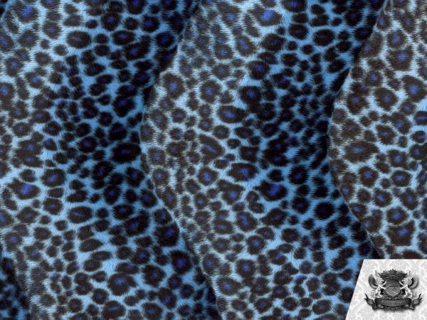 Velboa Faux Fur Short Pile Fabric Animal Print CHEETAH BLUE/ 60″ W /By the Yard