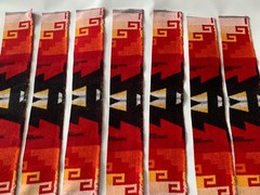 19 Genuine Pendleton Wool Fabric Remnant Strips Scrap Craft 3.5” X 23” Red Aztec