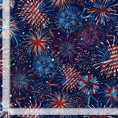 Fireworks Fabric BTY, USA Flag Fireworks, Gail-CD222, Cotton, TheFabricEdge