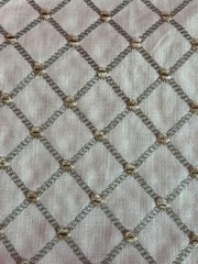 1.5 Yard Remnant of Gray, Yellow and White Embroidered Diamond Home Decor Fabric