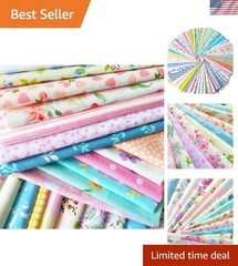 Assorted Flower Patterns Cotton Fabric Squares – 50pcs 10×10 for DIY Projects