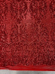 Phoebe RED Sequins on Mesh Lace Fabric by the Yard – 10062
