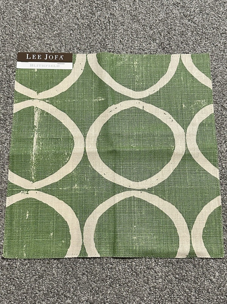 Lee Jofa Fabric Sample 13.25” Circles Forest Linen Green Blithfield Crafts