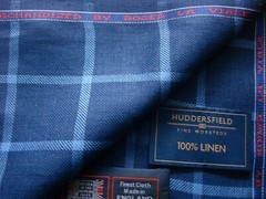 100% LINEN CASUAL “Check/Windowpane” JACKETING, SUITING FABRIC – By meter: 1.0 m