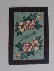 Fabric Cotton Square – Picture Size 4″ x 6 1/4″ of Light Pink Magnolia Blossoms