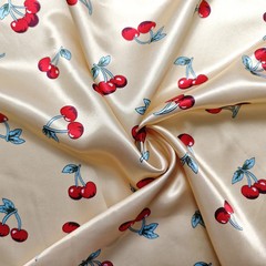 58” Wide Silky Charmeuse Cherry Fabric Material Satin For Scarves Linings Diy