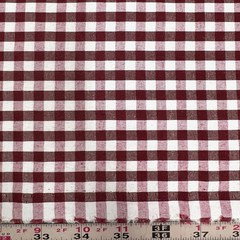Carly BURGUNDY Mini Checkered Gingham Poly Cotton Fabric by the Yard – 10114