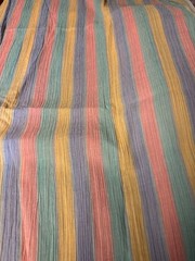Vintage Multi-Colored Fabric pink, yellow, teal, purple approximately 44” x 46”