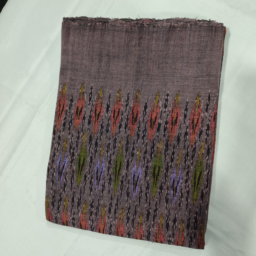 Thai Antique Silk Fabric Purple Violet Pink Hand Woven100%Pattern (For Crafting)