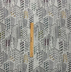 BRENTANO CITY SCAPE TURQUOISE CITY BUILDINGS UPHOLSTERY FABRIC BY YARD 54″W