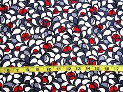1 yd 100% Cotton Fabric Dark Grey, Grey, White & Red Design All Over