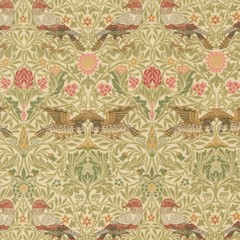 MODA – Morris Muse by Barbara Brackman – Birds Damask – Parchment ,1/4 yard