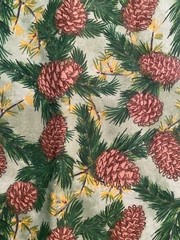 Sea shell sea weed star fish polyester chiffon fabric on beige, 58″ by 20″