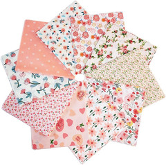 10 Pcs Pink Floral Cotton Fabric Fat Quarters 18×20 Inch Precut Quilting Squares
