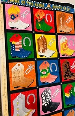 COWPOKES COWBOY WESTERN BOOTS PRINT FABRIC PANEL SMITH & MILLIGAN FOR AVLYN INC.