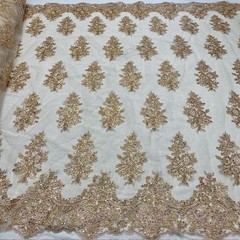 Bridal Sequin Lace Floral Embroidery Polyester Mesh 51 Inch Wide Fabric