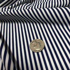 Swimwear Fabric Spandex Stretch Nylon /Navy Blue and White Stripes Print By Yard