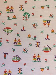 VTG Klopman Mills Dutch Theme Pattern Pale Yellow Back Ground 2.5 yards Fabric