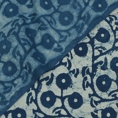 1 Yard Hand Block Floral Print Fabric Natural Cotton Indian Sanganeri Fabric