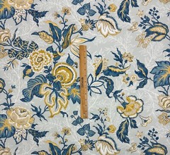 BALLARD DESIGNS WELLING BLUE JACOBEAN FLORAL DESIGNER FABRIC BY YARD 54″W