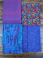 Shades of Purple Fabric, floral and geometric designs, 1lb 13oz