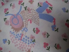 Vintage Pink/Blue HOLLY HOBBIE/GIRL Fabric Remnant (149cm x 34cm)