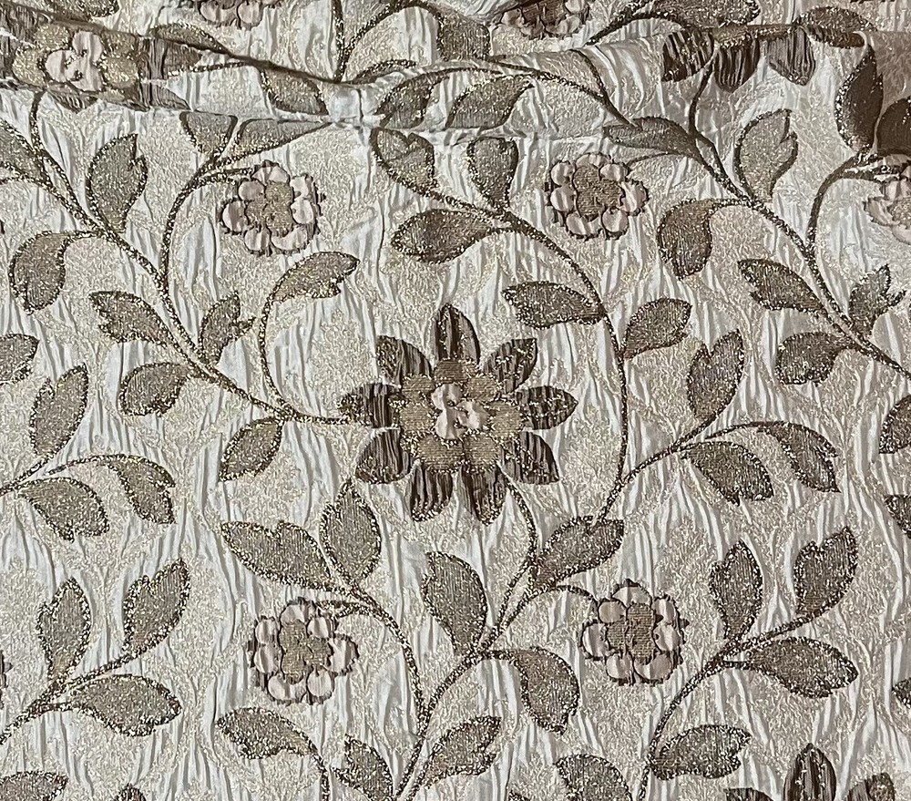 Brown Gold Ivory Floral Metallic Brocade Fabric 50” Width Sold By The Yard