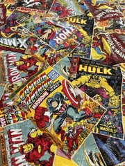 Marvel Comic Books Cotton Quilt Weight Fabric 25×35″ Iron Man Hulk Spiderman