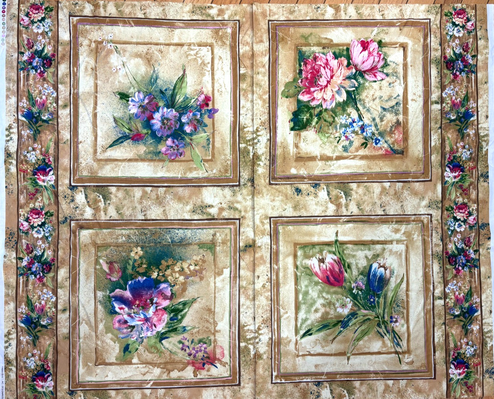 REGAL FLORAL 4 BLOCK PANEL #9358 BY FABRI-QUILT, 35″ H x 44″ W