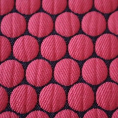 Vtg Retro MCM Designtex Upholstery Fabric “Loop to Loop” Red, Black Dots 7.5 yds