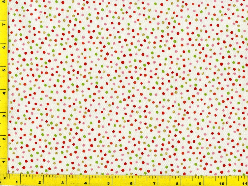 Red Pink & Green Dots on Off White By The Yard CSHCIR04330