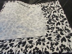 Vintage heavy cotton fabric black white hibiscus flowers upholstery crafts 5 Yds