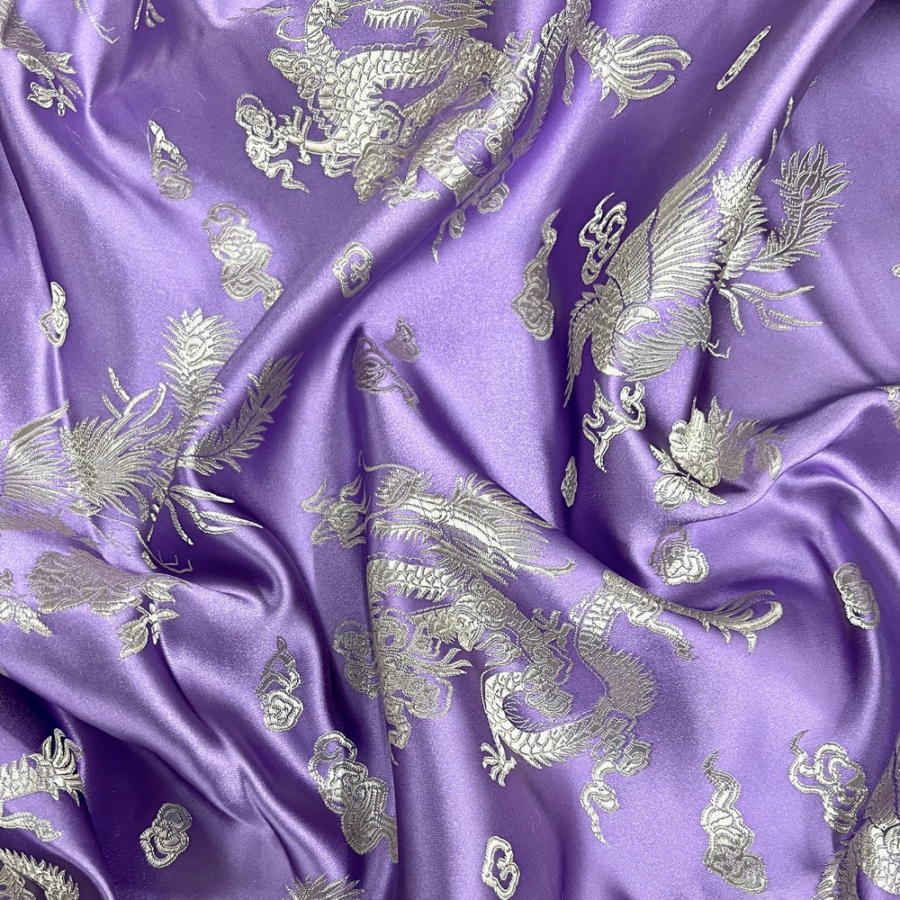 Arisa LAVENDER Dragon Brocade Chinese Satin Fabric for Cheongsam/Qipao, Apparel
