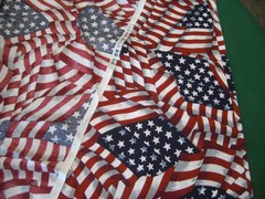 Lot of Patriotic Red White Blue Fabric Pieces Flag Words & Valance