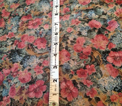 VTG 80`s Soft Brushed Suedecloth Peach & Blue Florals FOUR Remnants 9-13″x 20″