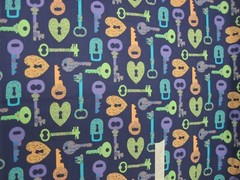 43″ X 39″ SPRINGS CREATIVE COTTON FABRIC KEYS LOCKS NAVY PURPLE GREEN CP42275